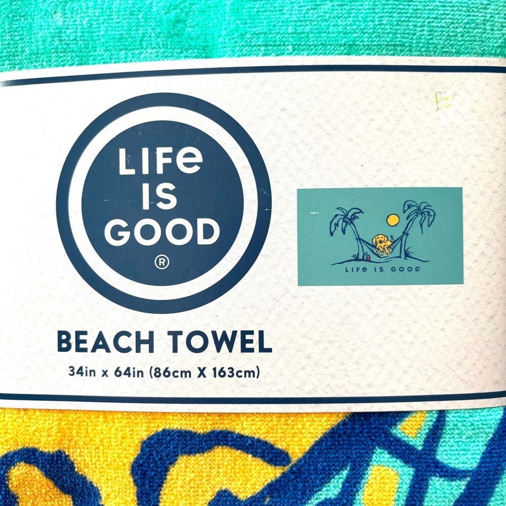 NWT Life is Good Rocket Dog hammock palm trees turquoise Beach Towel 34 X 64